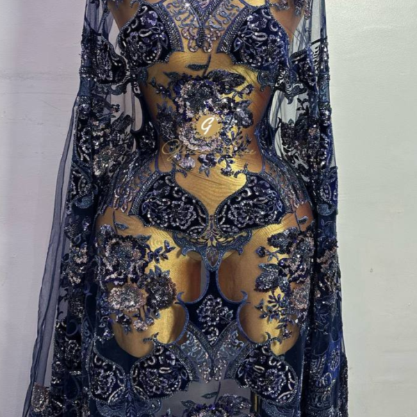 VELVET PATCH AND SEQUINNED LACE