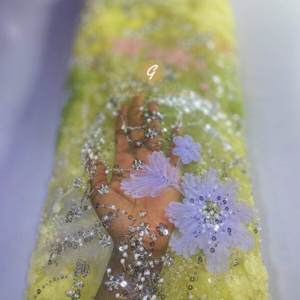 3D EMBROIDERED TULLE IN PASTEL COLORS